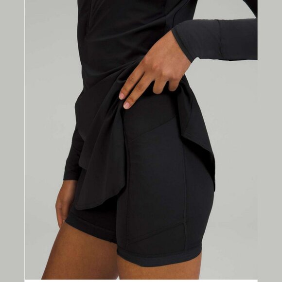 NEW Lululemon Size 10 Women's Nulux Long-Sleeve Tennis Dress Skort Romper, Black - Picture 2 of 6